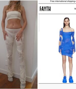 Nwot Fayth Demobaza Ivory Dune Aesthetic Muted Layered Pants Xs S